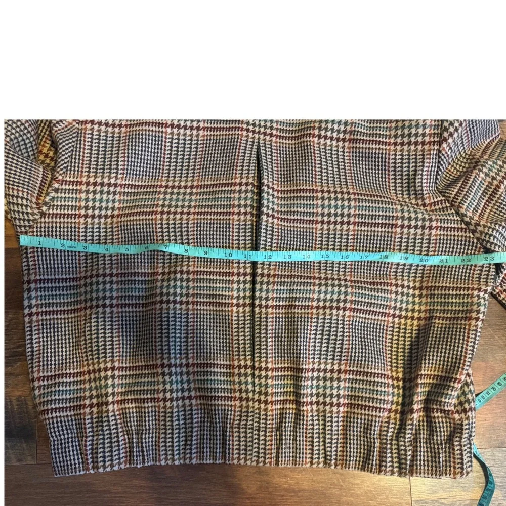 Pendleton‎ Women Houndstooth Brown Short Jacket 3 buttons 100% Virgin Wool